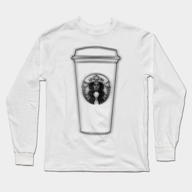 Minimalist Starbuck Cup Drawing Long Sleeve T-Shirt by Raimondi